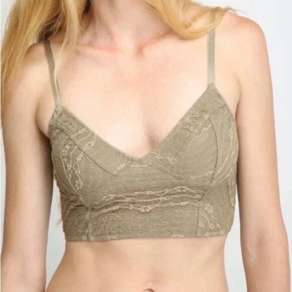 NWT Free People Intimately Lace Cropped Bralette - Green - Small - Picture 1 of 10